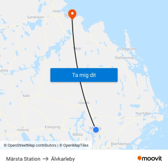 Märsta Station to Älvkarleby map