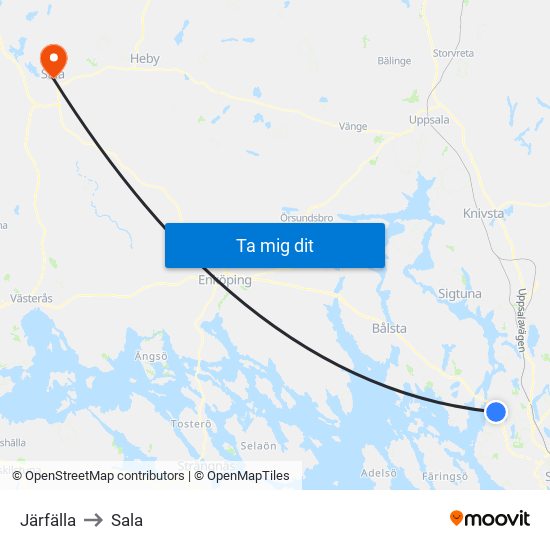 Järfälla to Sala map