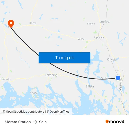 Märsta Station to Sala map