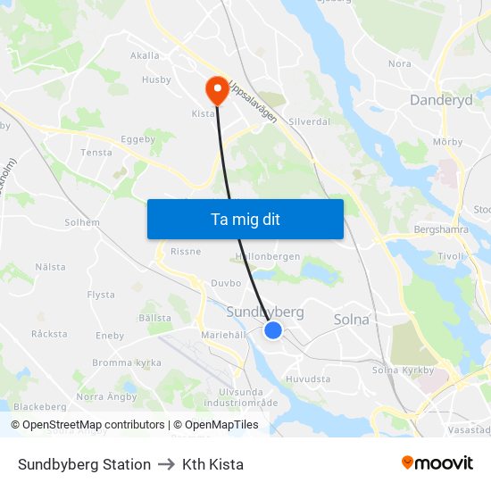 Sundbyberg Station to Kth Kista map