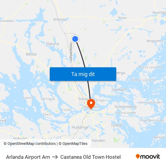 Arlanda Airport Arn to Castanea Old Town Hostel map