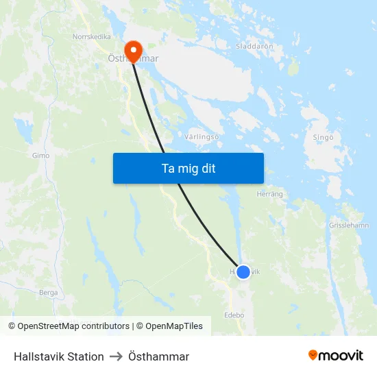 Hallstavik Station to Östhammar map