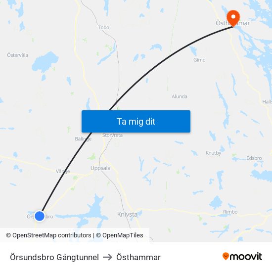Örsundsbro Gångtunnel to Östhammar map