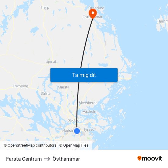 Farsta Centrum to Östhammar map