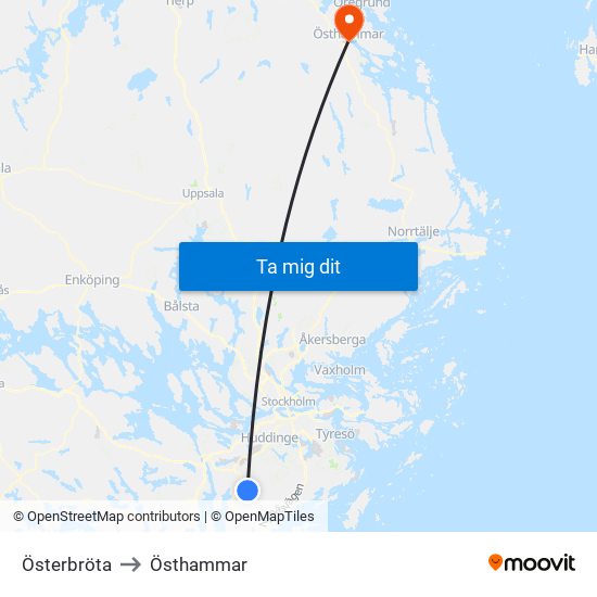 Österbröta to Östhammar map