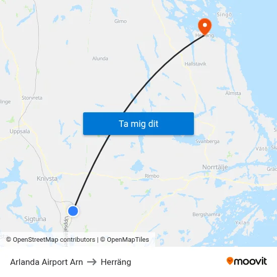 Arlanda Airport Arn to Herräng map