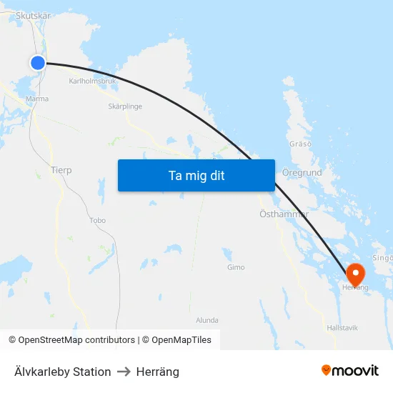 Älvkarleby Station to Herräng map