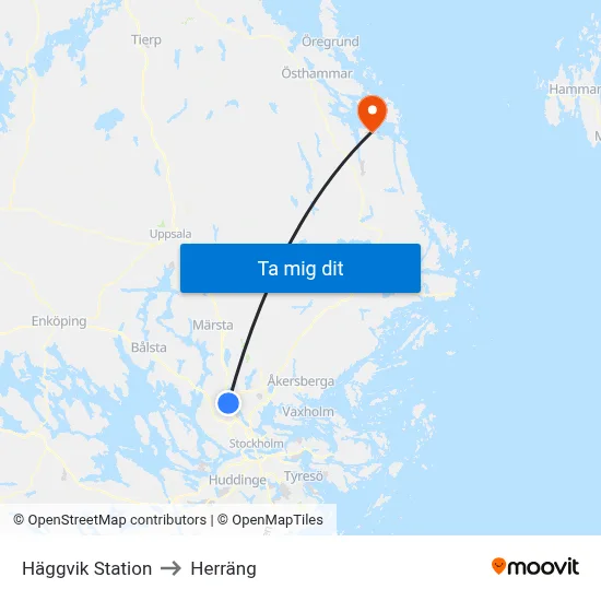 Häggvik Station to Herräng map