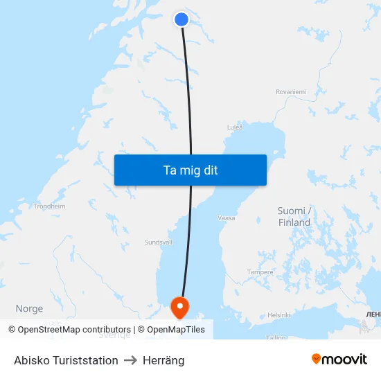 Abisko Turiststation to Herräng map