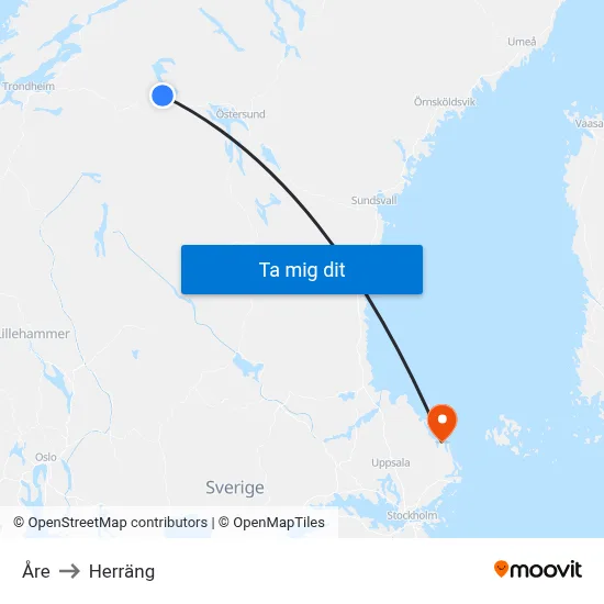 Åre to Herräng map