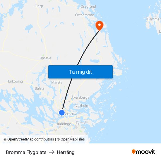 Bromma Flygplats to Herräng map