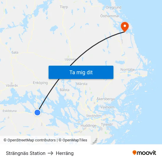 Strängnäs Station to Herräng map