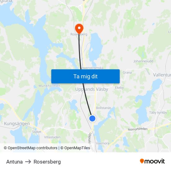 Antuna to Rosersberg map