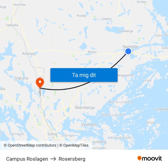 Campus Roslagen to Rosersberg map