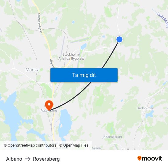 Albano to Rosersberg map