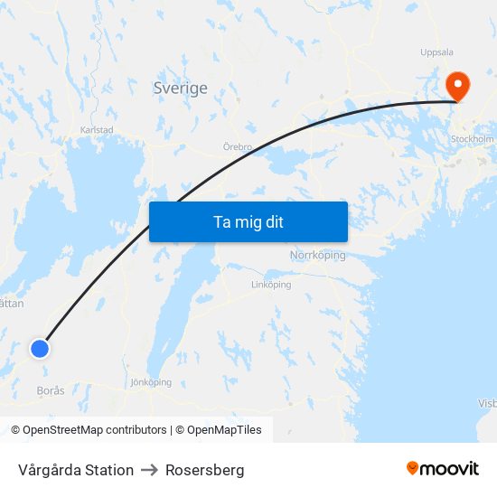 Vårgårda Station to Rosersberg map