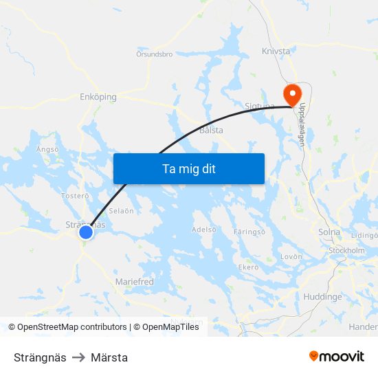 Strängnäs to Märsta map