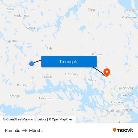 Ramnäs to Märsta map