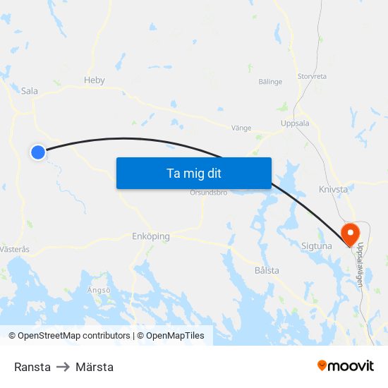 Ransta to Märsta map