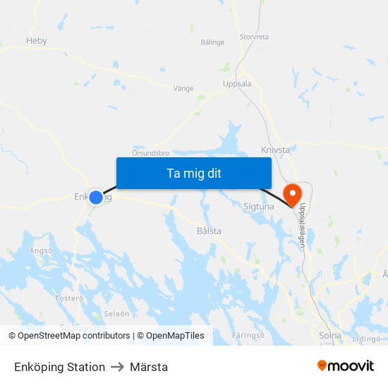 Enköping Station to Märsta map