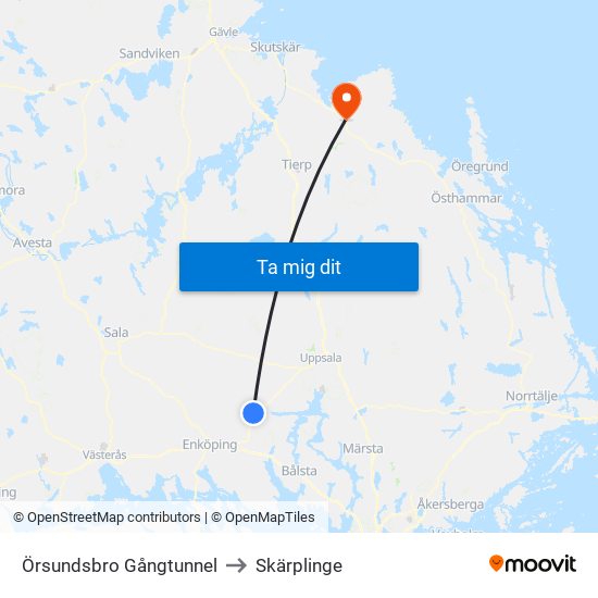 Örsundsbro Gångtunnel to Skärplinge map