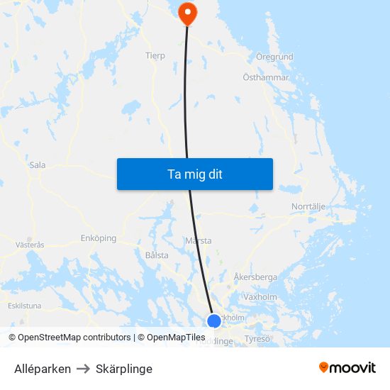 Alléparken to Skärplinge map