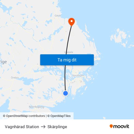 Vagnhärad Station to Skärplinge map