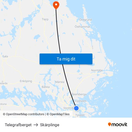 Telegrafberget to Skärplinge map