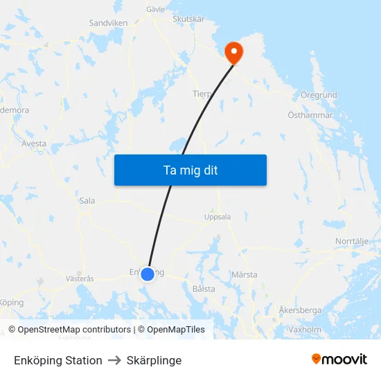 Enköping Station to Skärplinge map