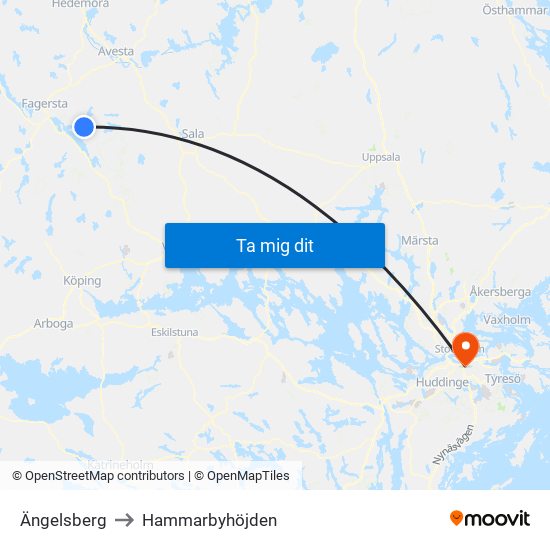 Ängelsberg to Hammarbyhöjden map