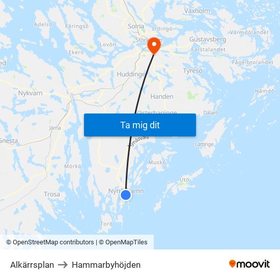 Alkärrsplan to Hammarbyhöjden map