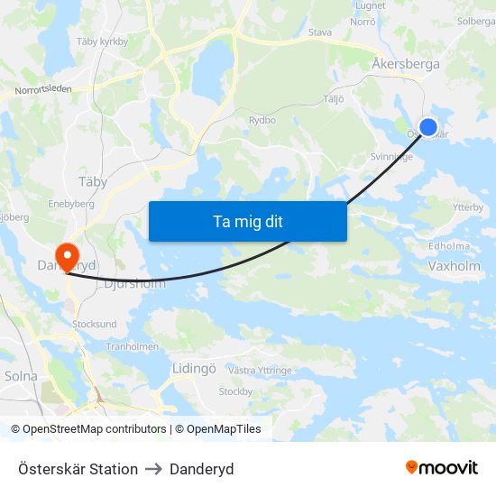 Österskär Station to Danderyd map