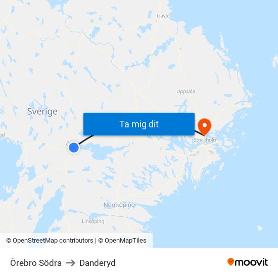 Örebro Södra to Danderyd map