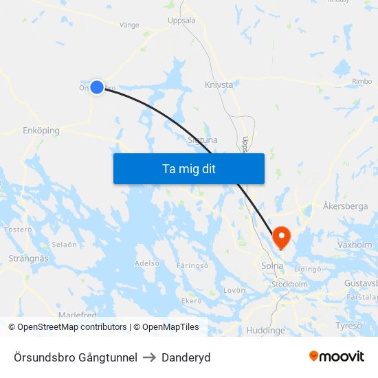 Örsundsbro Gångtunnel to Danderyd map