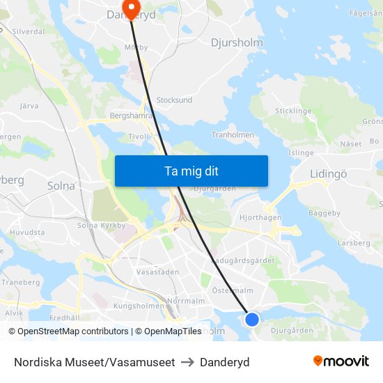 Nordiska Museet/Vasamuseet to Danderyd map