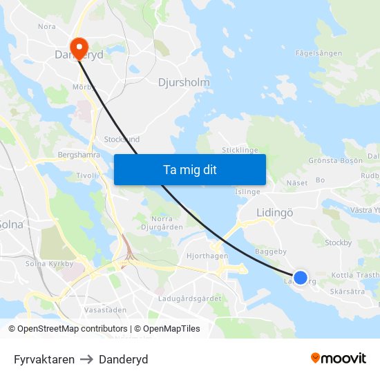 Fyrvaktaren to Danderyd map