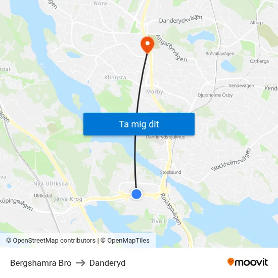 Bergshamra Bro to Danderyd map