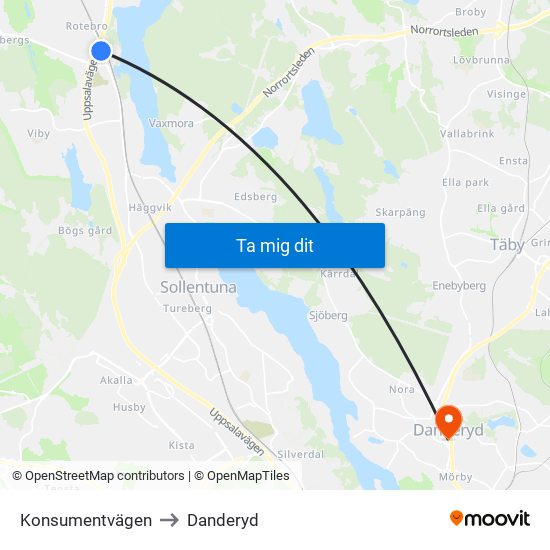 Konsumentvägen to Danderyd map