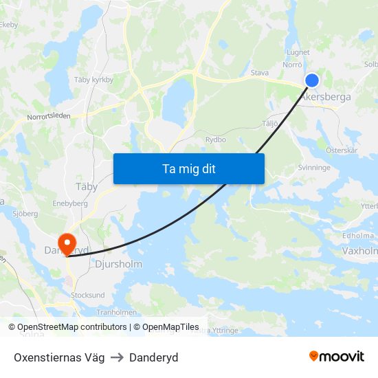 Oxenstiernas Väg to Danderyd map