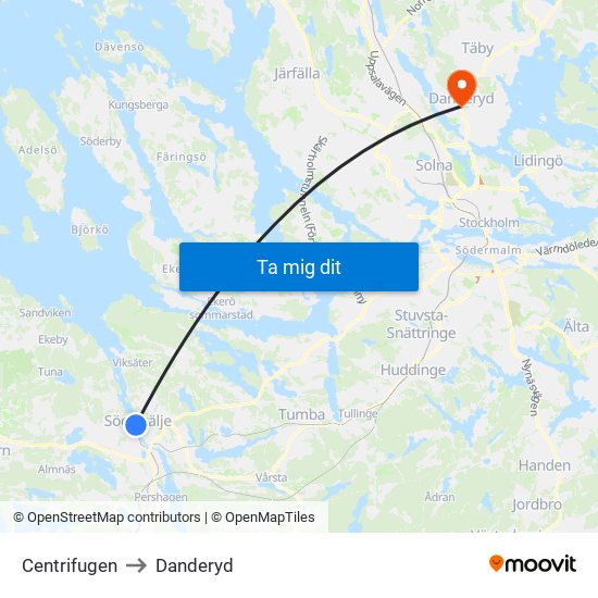 Centrifugen to Danderyd map