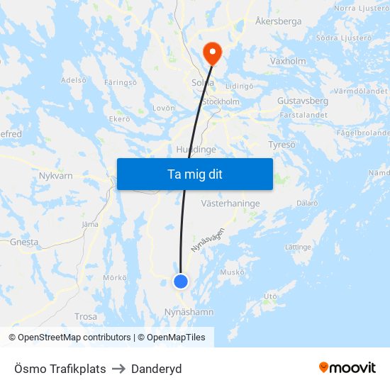 Ösmo Trafikplats to Danderyd map
