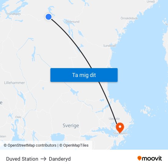 Duved Station to Danderyd map