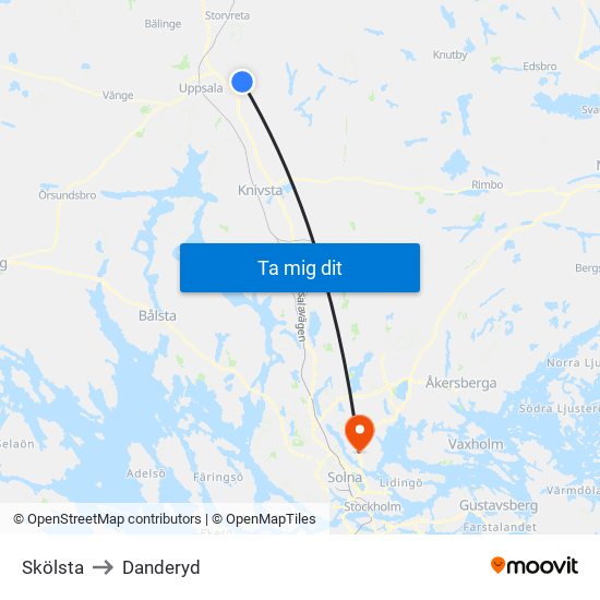 Skölsta to Danderyd map