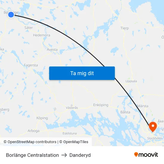 Borlänge Centralstation to Danderyd map