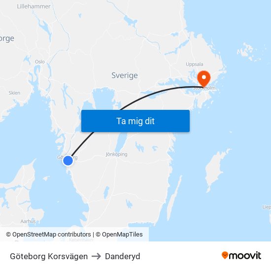 Göteborg Korsvägen to Danderyd map