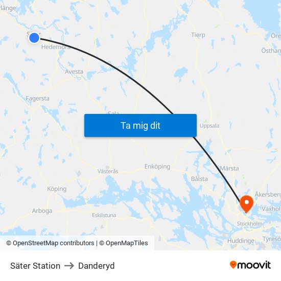 Säter Station to Danderyd map