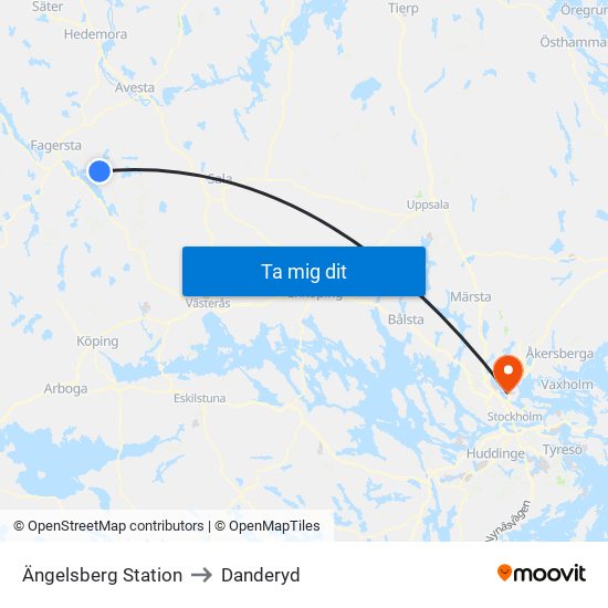 Ängelsberg Station to Danderyd map