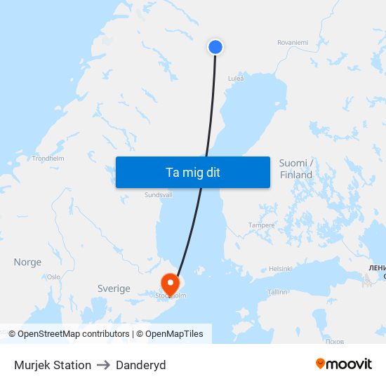 Murjek Station to Danderyd map