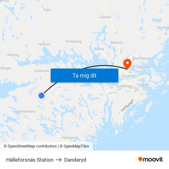 Hälleforsnäs Station to Danderyd map
