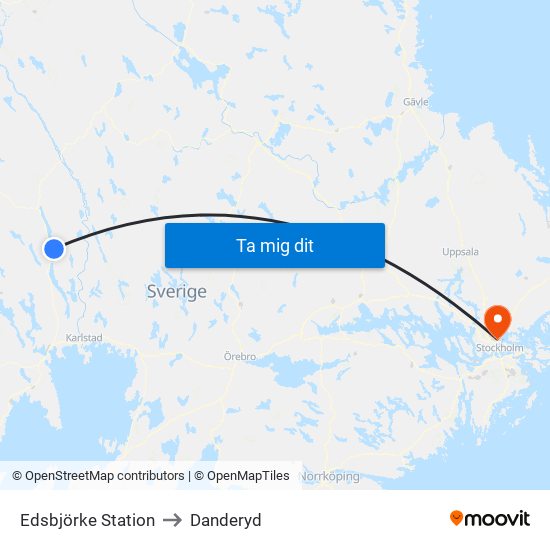 Edsbjörke Station to Danderyd map